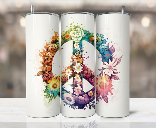 Floral Peace Sign 20oz Tumbler