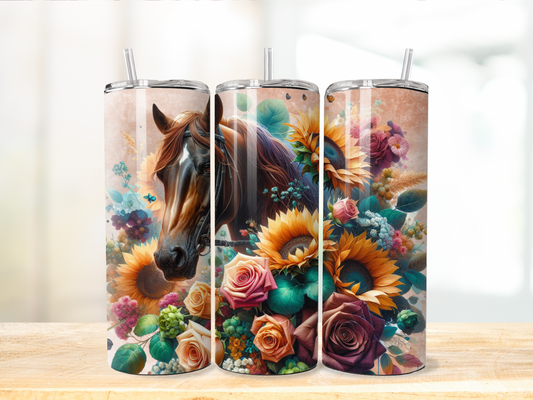 Boho Floral Horse 200z Tumbler