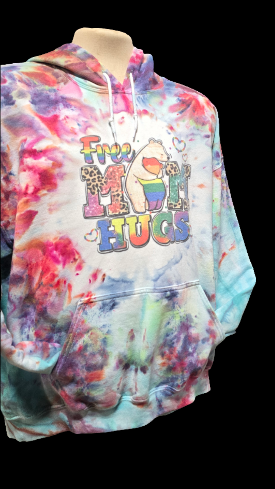 Rainbow Tie-Dye Free Mom Hugs Hoodie